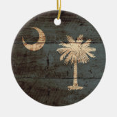 Zuid-Carolina: Vlag op de Oude Hout Grain Keramisch Ornament (Voorkant)
