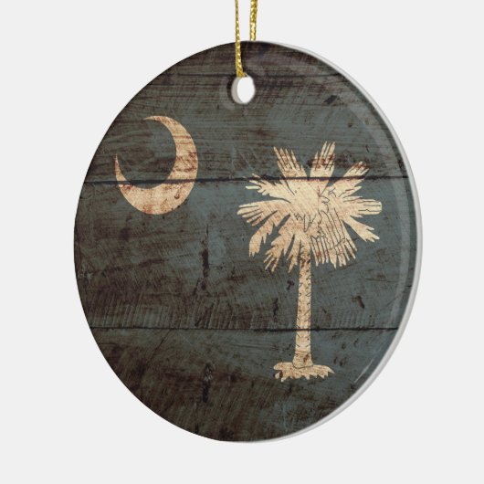 Zuid-Carolina: Vlag op de Oude Hout Grain Keramisch Ornament (Links)