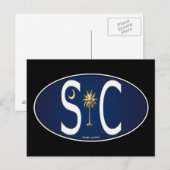 Zuid-Carolina Vlag Ovaal Sticker Briefkaart (Voorkant / Achterkant)