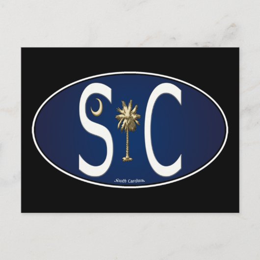 Zuid-Carolina Vlag Ovaal Sticker Briefkaart (Voorkant)