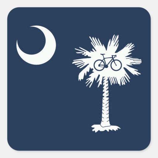 Zuid Carolina Vlag Palmboom Fiets Vierkante Sticker (Voorkant)