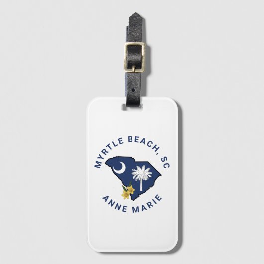 Zuid-Carolina Vlaggenstaat Bloem Geel Jessamine Bagagelabel (Voorkant (verticaal))