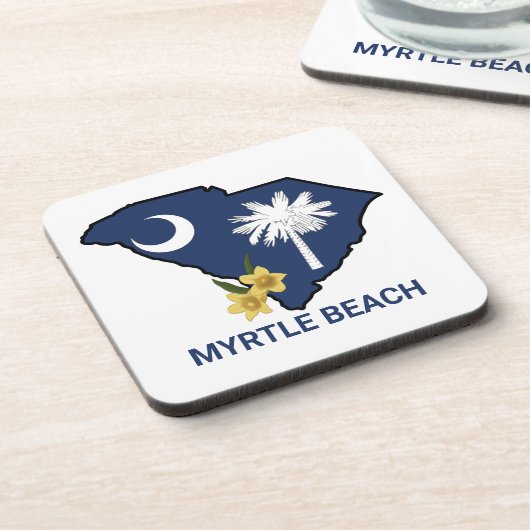 Zuid-Carolina Vlaggenstaat Bloem Geel Jessamine Bier Onderzetter (Linkerzijde)