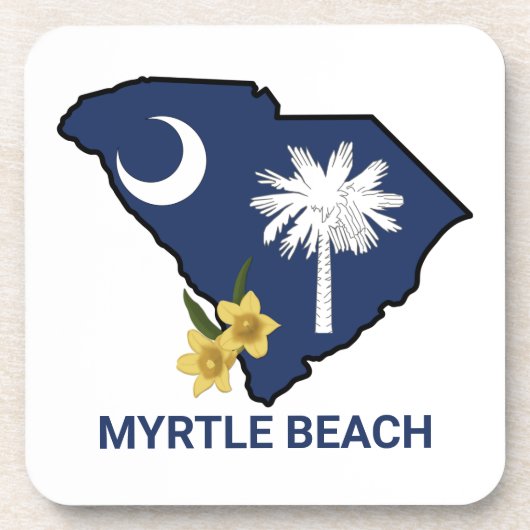 Zuid-Carolina Vlaggenstaat Bloem Geel Jessamine Bier Onderzetter (Voorkant)