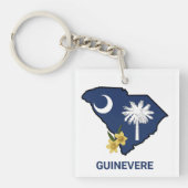 Zuid-Carolina Vlaggenstaat Bloem Geel Jessamine Sleutelhanger (Voorkant)