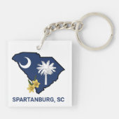 Zuid-Carolina Vlaggenstaat Bloem Geel Jessamine Sleutelhanger (Achterkant)