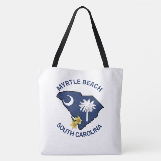 Zuid-Carolina Vlaggenstaat Bloem Geel Jessamine Tote Bag (Achterkant)