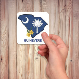 Zuid-Carolina Vlaggenstaat Bloem Geel Jessamine Vierkante Sticker