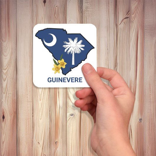 Zuid-Carolina Vlaggenstaat Bloem Geel Jessamine Vierkante Sticker