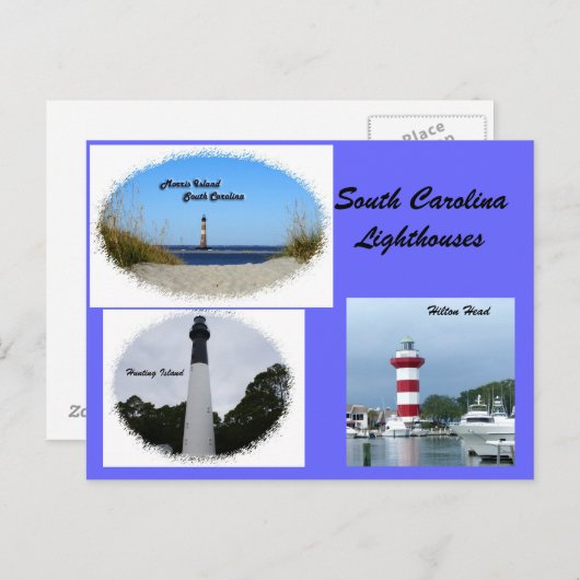 Zuid-Carolina vuurtoren Briefkaart (Voorkant / Achterkant)