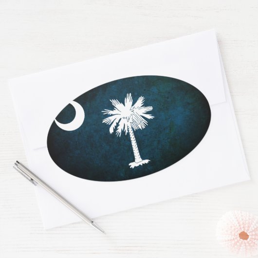 Zuid-Carolinaanse vlag; Ovale Sticker (Envelop)