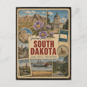 Zuid-Dakota authentieke vintage stijl ansichtkaart Briefkaart