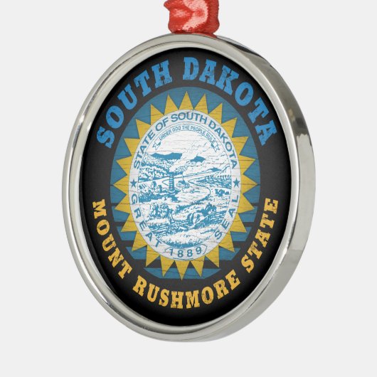 ZUID DAKOTA MOUNT RUSHMORE STAATSVLAG METALEN ORNAMENT (Links)