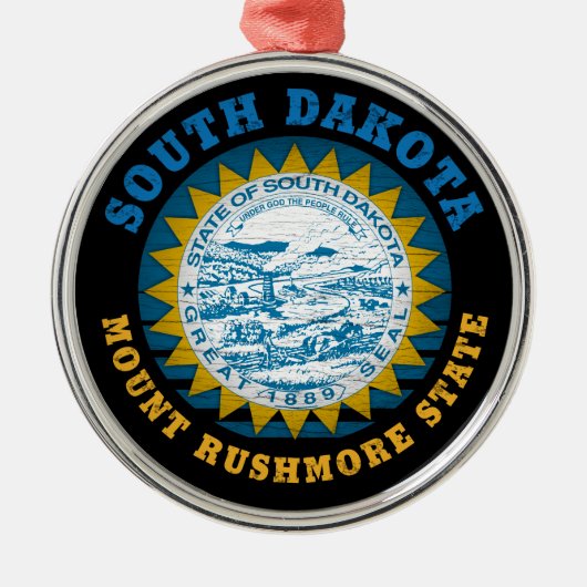 ZUID DAKOTA MOUNT RUSHMORE STAATSVLAG METALEN ORNAMENT (Voorkant)