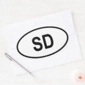 Zuid-Dakota "SD" Ovale Sticker (Envelop)