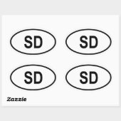 Zuid-Dakota "SD" Ovale Sticker (Vel)