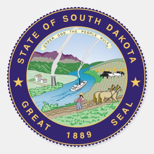 zuid - dakota staatsvlag verenigd amerika republie ronde sticker (Voorkant)