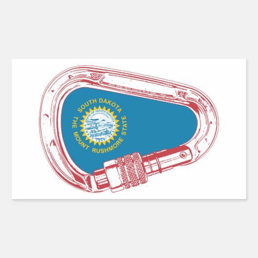 Zuid-Dakota vlag Klim Carabiner Rechthoekige Sticker (Voorkant)