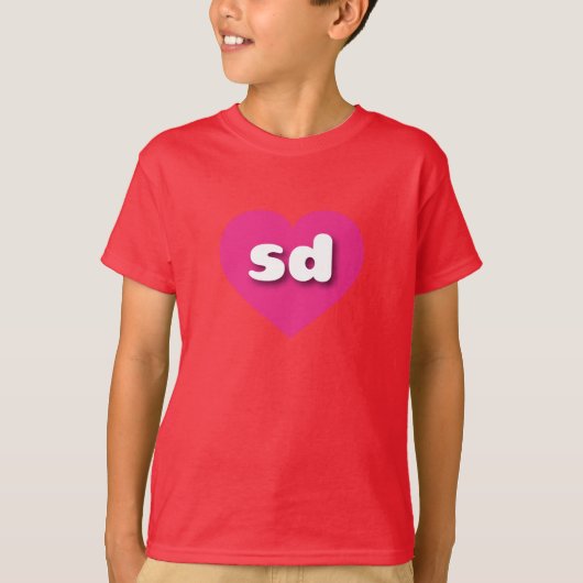Zuid-Dakota warm roze hart - Ik hou van sd T-shirt (Voorkant)