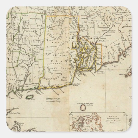 Zuid-deel van de provincie Massachusetts Bay Vierkante Sticker (Voorkant)
