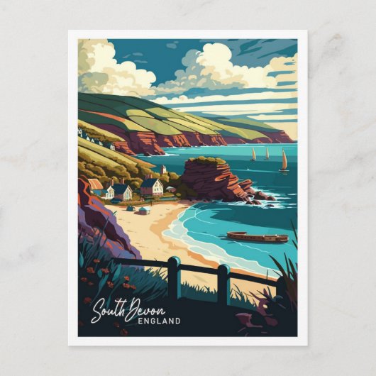 Zuid-Devon Engeland Reizen Illustratie Briefkaart (Voorkant)