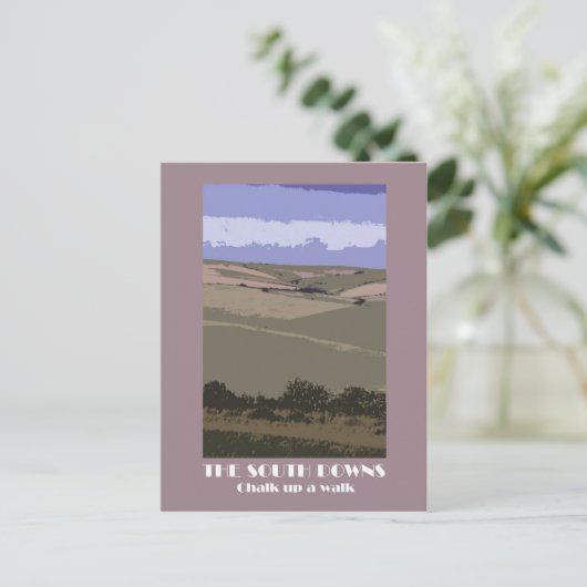 Zuid-Downs retro-briefkaart 1920s Briefkaart (Staand voorkant)