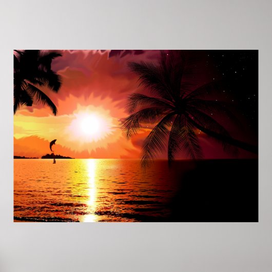 Zuid-eiland-565242. FANTASY TROPICAL AVOND PALM Poster (Voorkant)