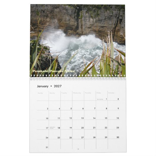 Zuid-eiland, Nieuw-Zeeland Kalender (Jan 2027)