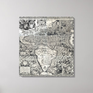 Zuid- en deel van Noord-Amerika - Panoramiek Canvas Afdruk