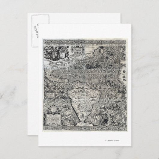 Zuid- en een deel van Noord-Amerika - Panoramiek Briefkaart (Voorkant / Achterkant)