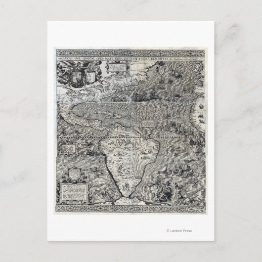 Zuid- en een deel van Noord-Amerika - Panoramiek Briefkaart (Voorkant)