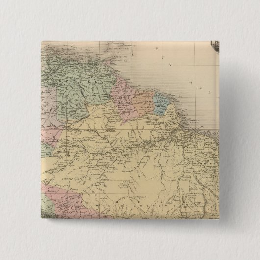 Zuid- en Noord-Amerika Vierkante Button 5,1 Cm (Voorkant)
