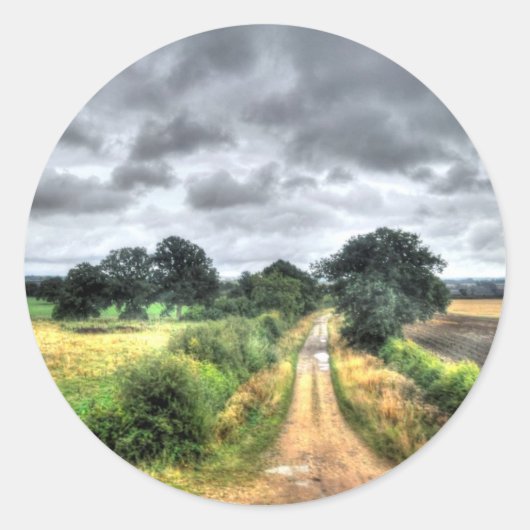 Zuid-Engeland Woodland Pastures Natuur Scène Ronde Sticker (Voorkant)