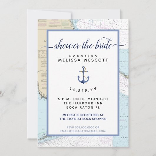 Zuid-Florida Authentiek Nautisch Vrijgezellenfeest Kaart (Voorkant)