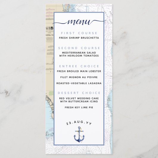 Zuid-Florida ⚓️💍 Nautisch Trouwmenu Menu (Voorkant)