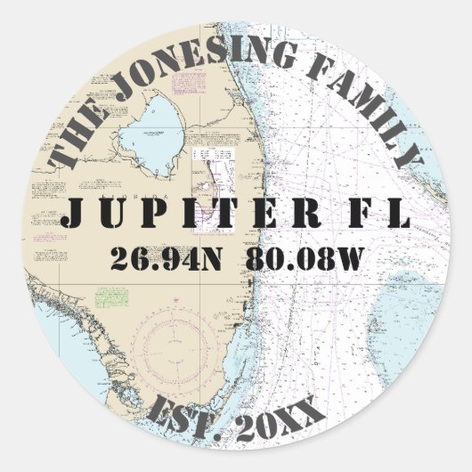 Zuid-Florida nautische envelop afdichtingen boten Ronde Sticker (Voorkant)