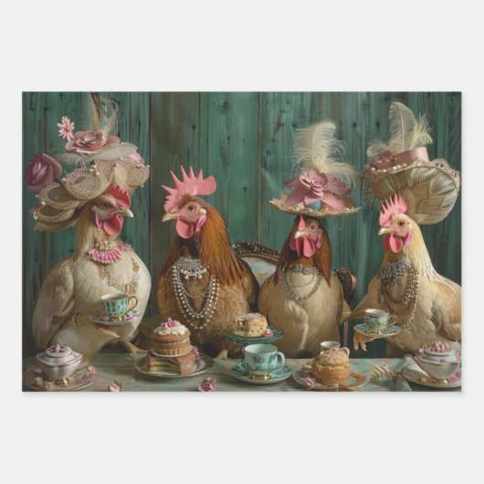 Zuid-Franse kippen Tea Party Decoupage Inpakpapier Vel (Voorkant 2)