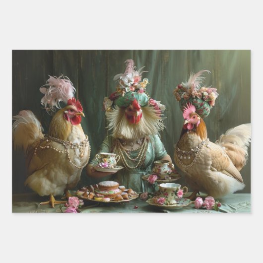 Zuid-Franse kippen Tea Party Decoupage Inpakpapier Vel (Voorkant)