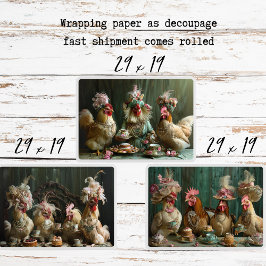 Zuid-Franse Kippen Theekransje Decoupage Inpakpapier Vel