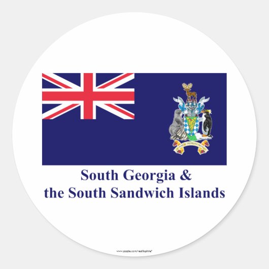 Zuid-Georgia & de vlag van de Zuidelijke Sandwiche Ronde Sticker (Voorkant)