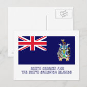 Zuid-Georgië en de Sandwich-eilanden, vlag met naa Briefkaart (Voorkant / Achterkant)