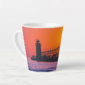 Zuid-Haven MI-vuurtoren bij zonsondergang Latte mo Mok (Linkerhoek)