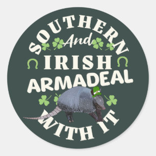 Zuid-Ierse Armadillo Grappige St Patricks Dag Ronde Sticker