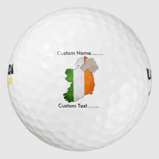 Zuid-Ierse vlag en kaart op een golfbal. Golfballen
