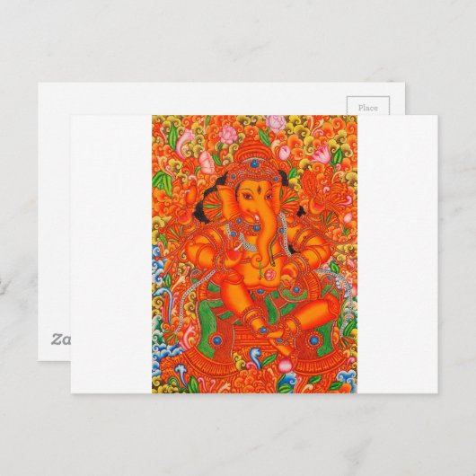 ZUID-INDIAANSE LORD GANESH TANJORE PAINTING BRIEFKAART (Voorkant / Achterkant)