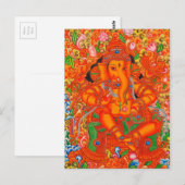 ZUID-INDIAANSE LORD GANESH TANJORE PAINTING BRIEFKAART (Voorkant / Achterkant)