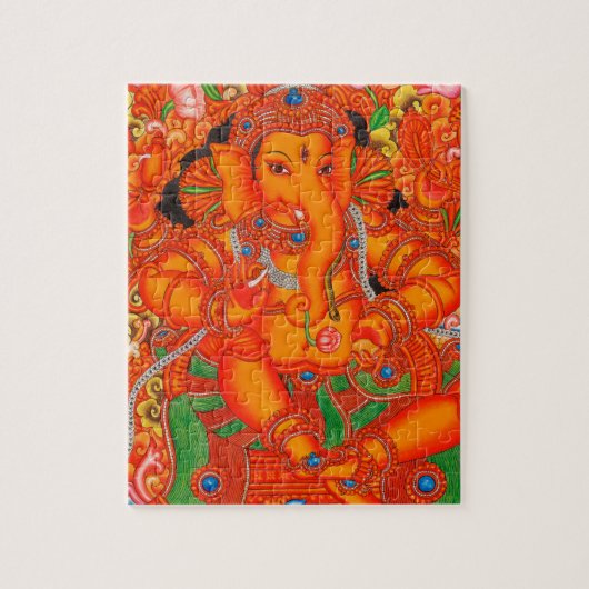 ZUID-INDIAANSE LORD GANESH TANJORE PAINTING LEGPUZZEL (Verticaal)
