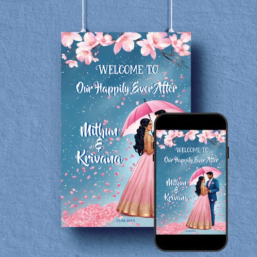 Zuid-Indiase bruiloft receptie welkomstbord Poster