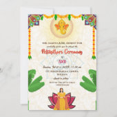 Zuid-Indiase Hindoe Bride Pellikuthuru Ceremonie Kaart (Voorkant)