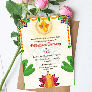 Zuid-Indiase hindoe-bruid Pellikuthuru-ceremonie Kaart